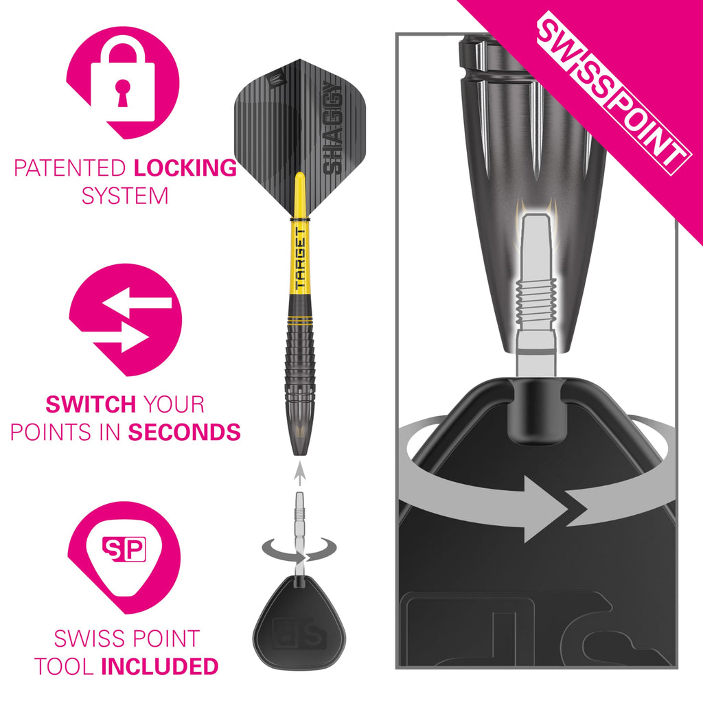 Target Darts Scott Williams Black Out 90% Tungsten Steel Tip Darts Set ? 25g Steel Tip Dart Set, Swiss Point Darts, SP Tool Included, Player Edition