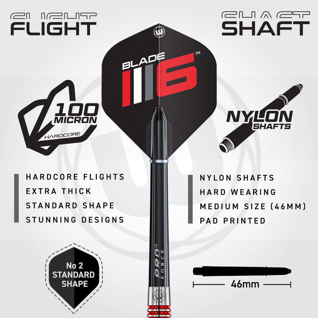 WINMAU Advance 500 Series Tungsten Red 22 Gram Steeltip Darts Set with Flights and Shafts (Stems)
