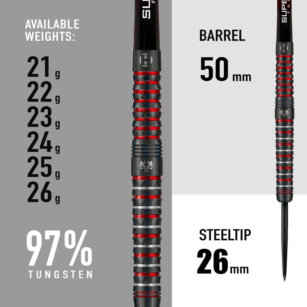Harrows Wolfram Infinity Steel Tip Tungsten Darts Set 21g, 22g, 23g & 24g - Includes Supergrip Fusion Shafts & Prime Wolfram Infinity Flights (23)