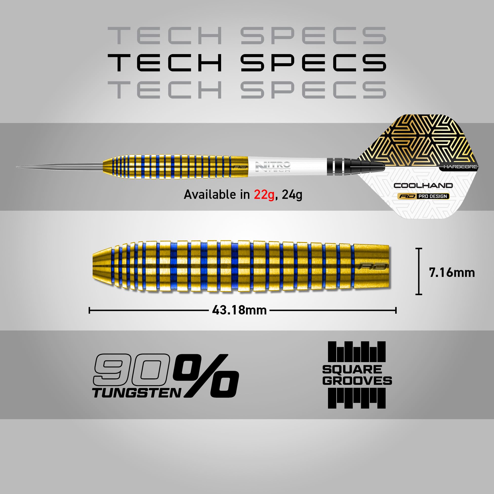 RED DRAGON Luke Humphries TX3 Gold SE 22 Gram Premium Tungsten Steeltip Darts Set with Flights and Stems