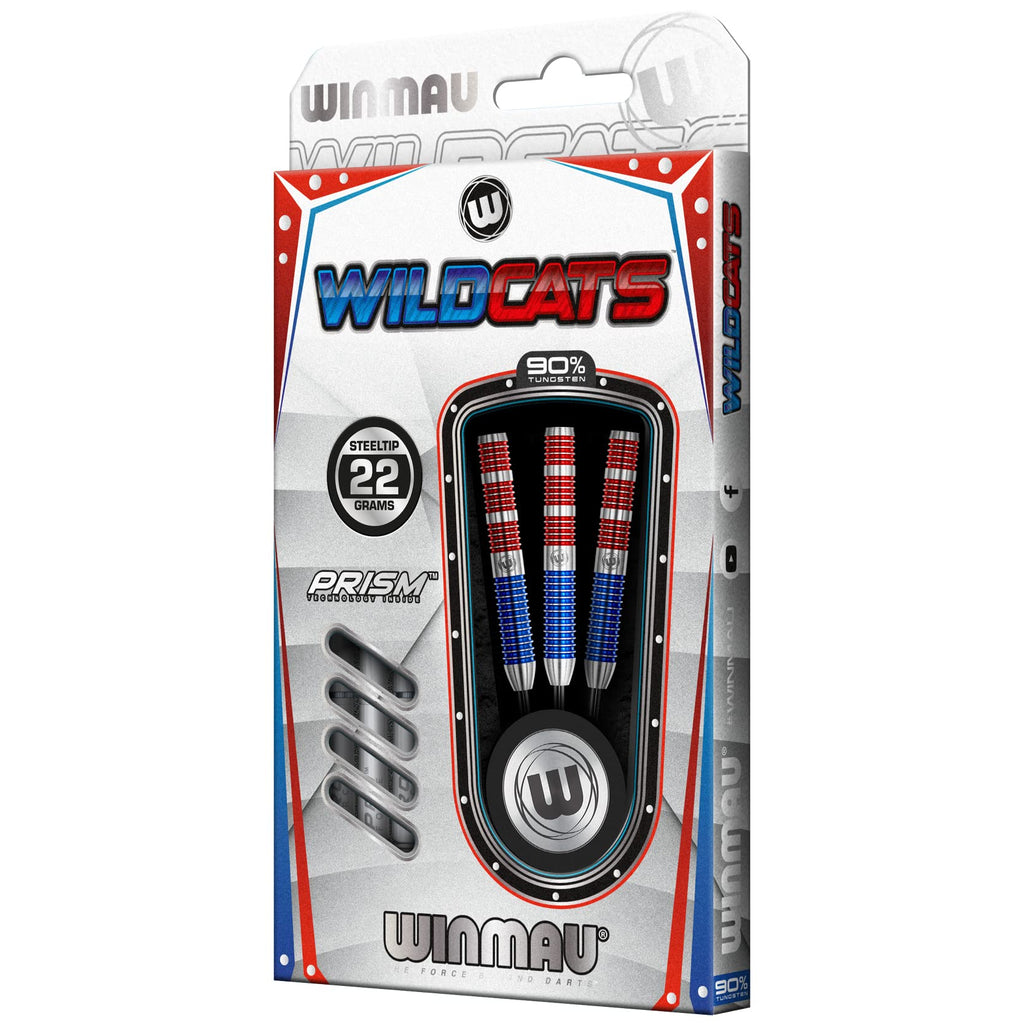 WINMAU Wildcats 22 gram Tungsten Darts Set with Flights and Stems (Shafts)