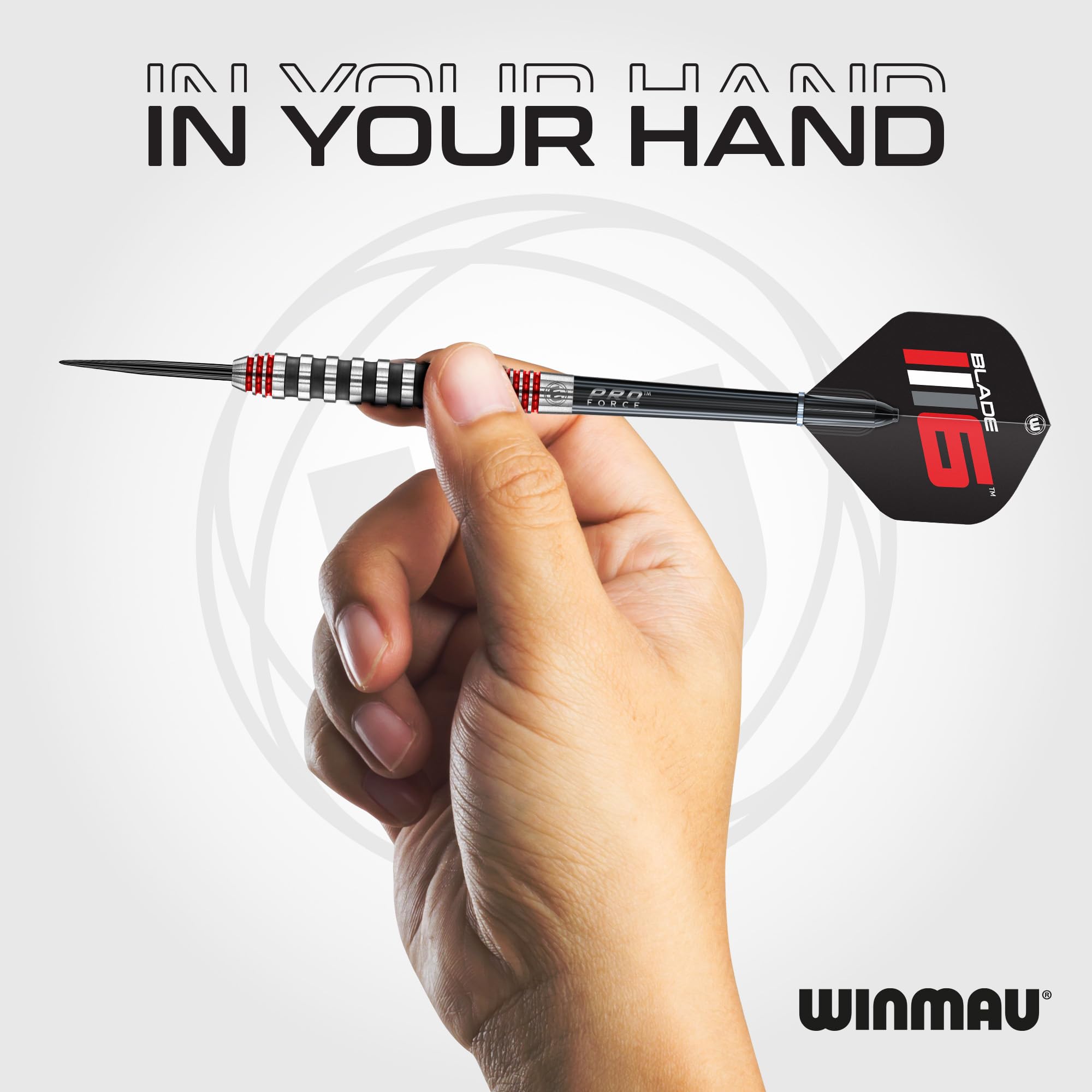 WINMAU Advance 500 Series Tungsten Red 24 Gram Steeltip Darts Set with Flights and Shafts (Stems)