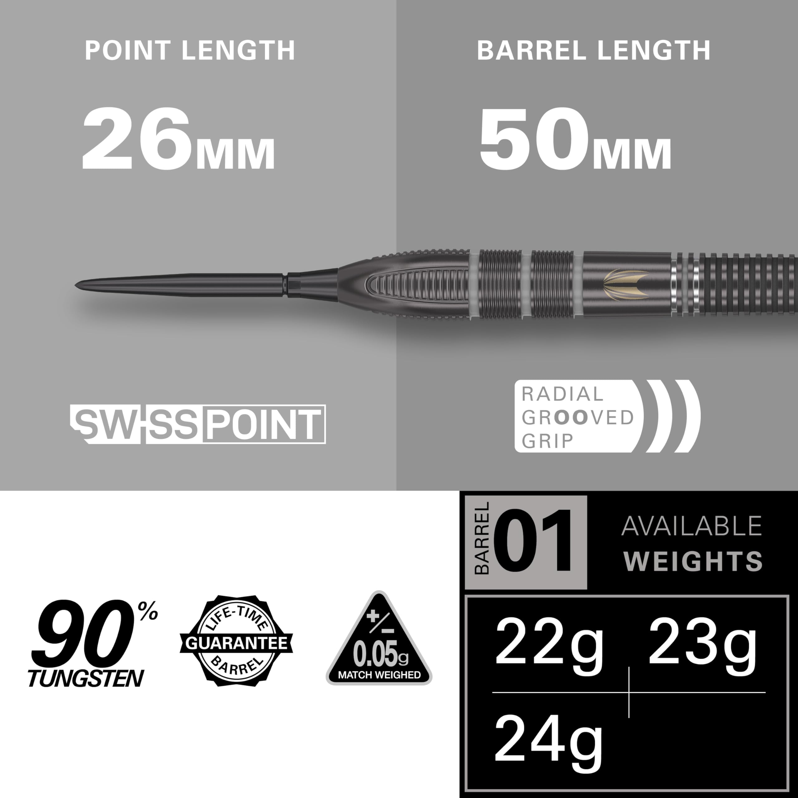 Target Darts Nathan Aspinall x ECHO 90% Tungsten Steel Tip Swiss Point Dart Set ? 23G ASP Player Edition Darts, Pro Grip Shafts & Pro Ultra No.2