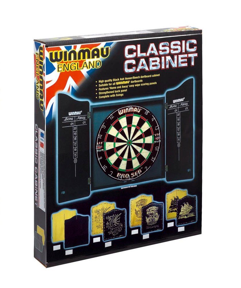 WINMAU Black Deluxe Dartboard Cabinet
