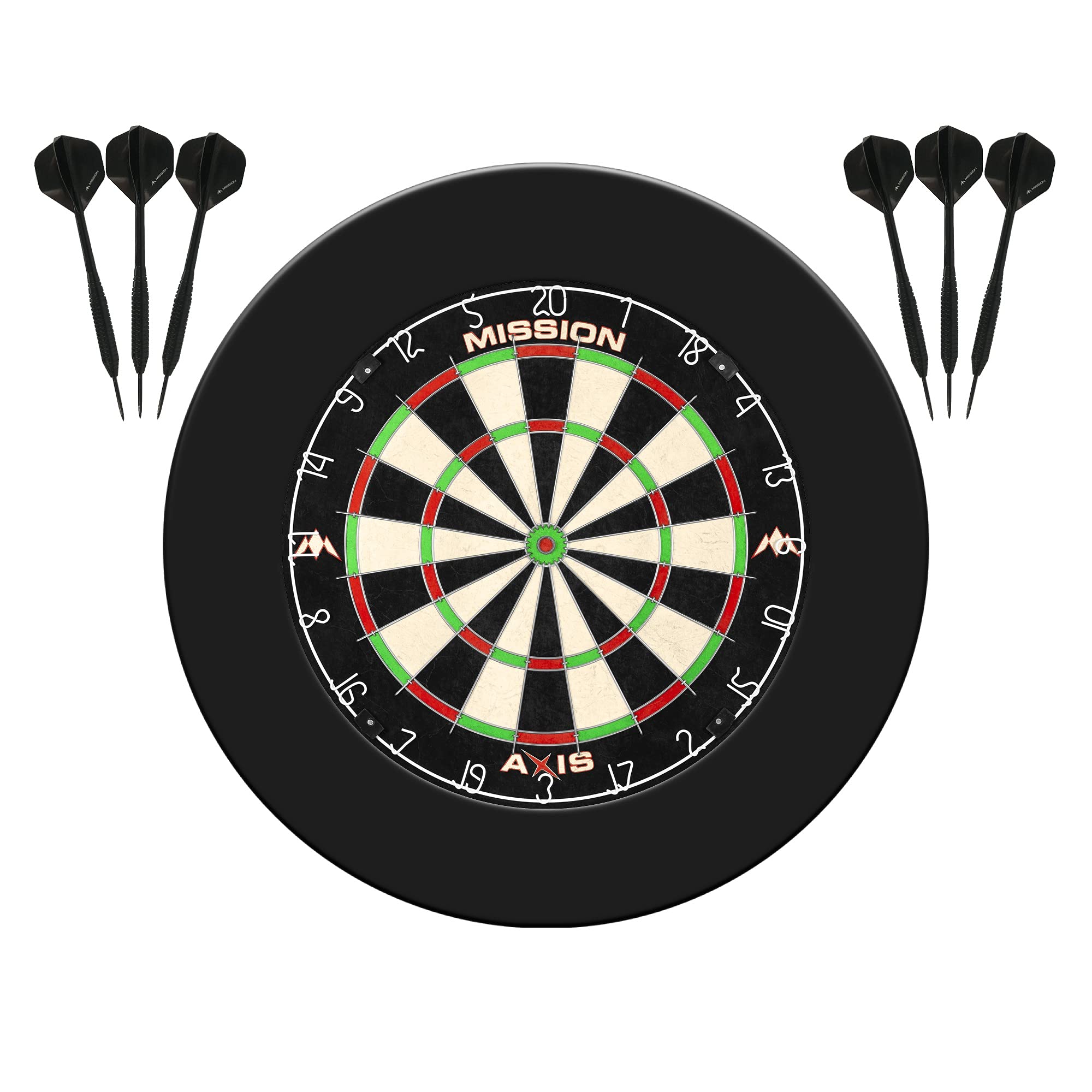 Mission Darts Dart Board Home Centre | Complete Darts Package Including Dartboard and 2 Sets of Darts (Jigsaw Surround)