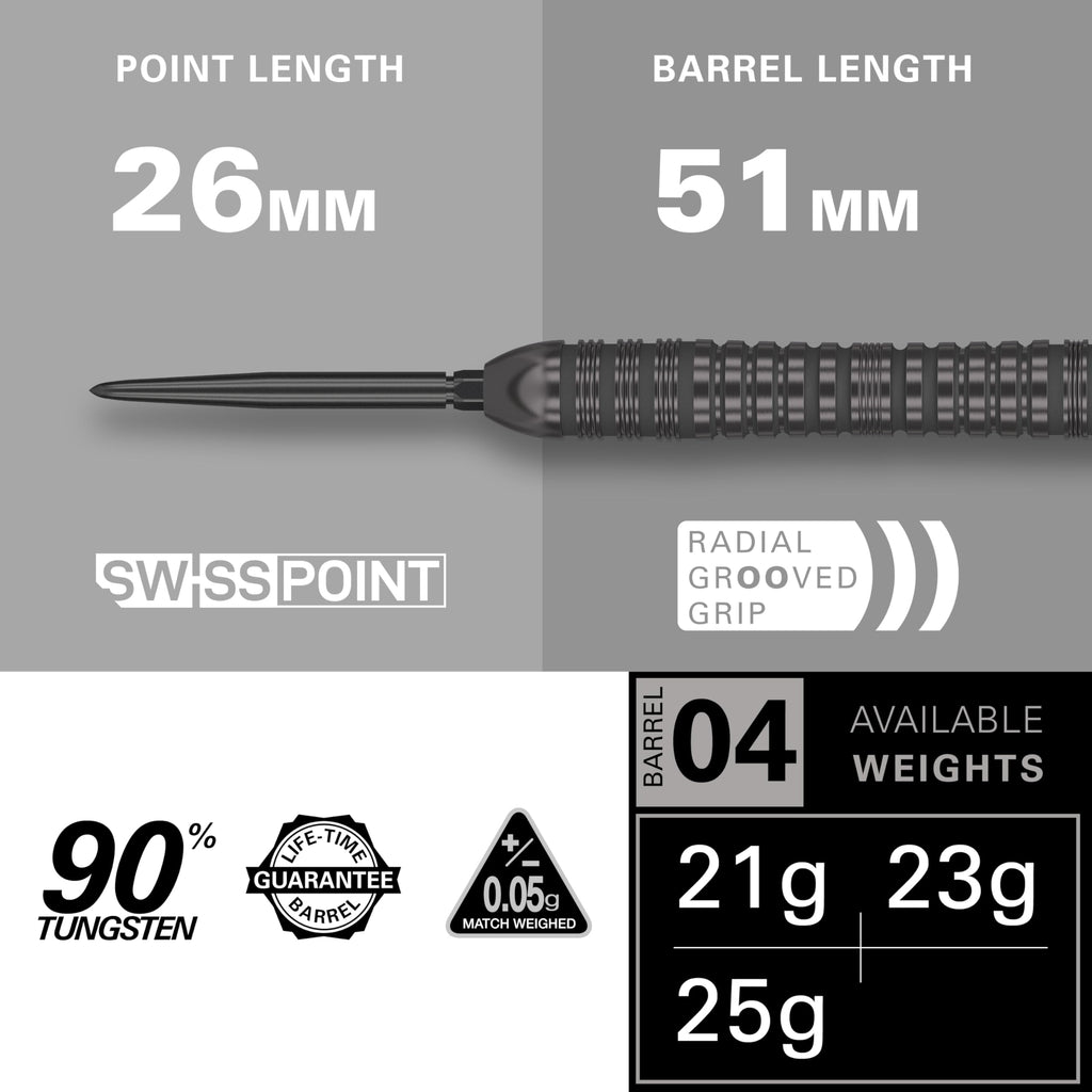 Target Darts Bolide Void 90% Tungsten Dart Set, Steel Tip Swiss Point Darts | Barrel 04, 25G | Professional Darts Sets, Black Darts, Swiss Point Tool