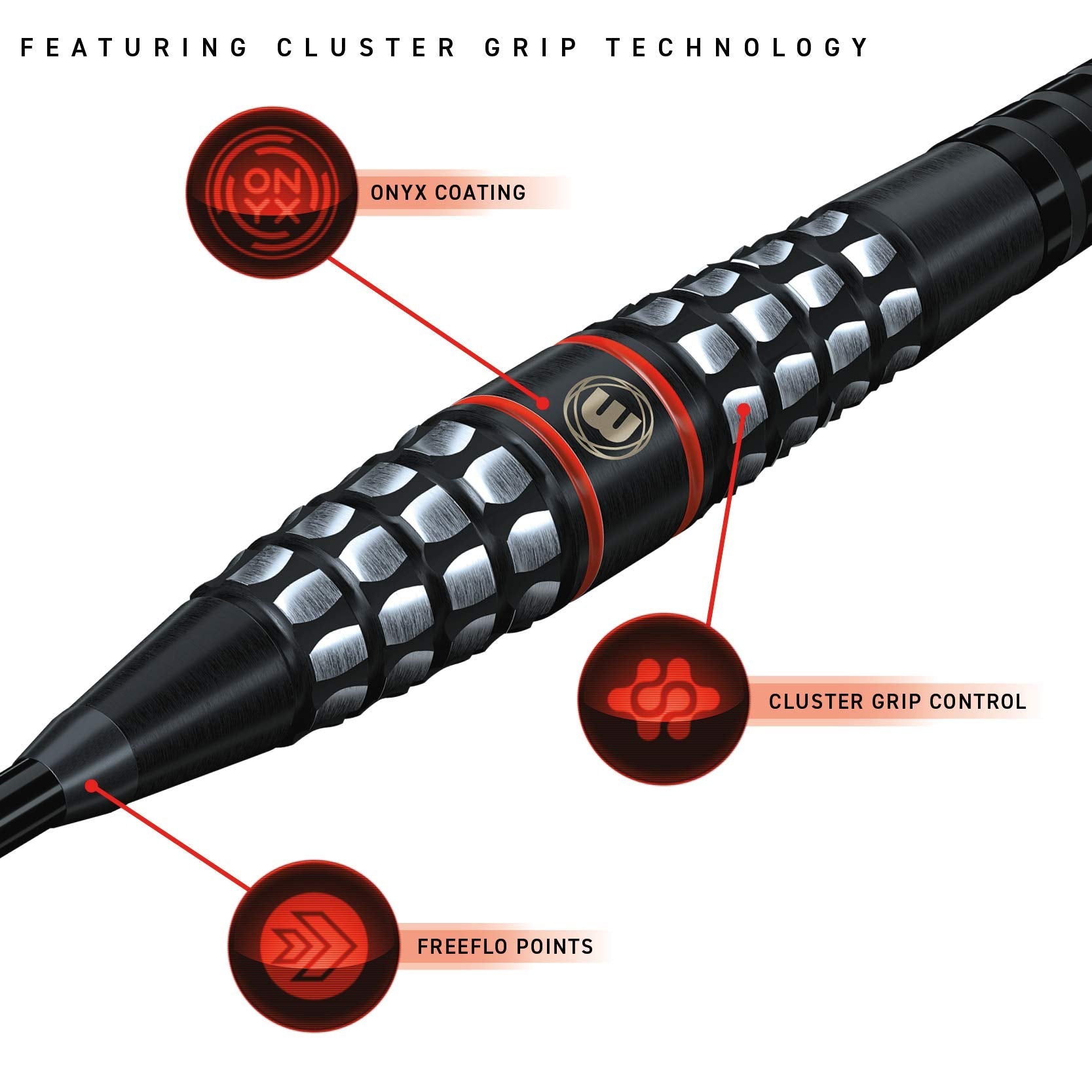 WINMAU Sicario Tungsten Steeltip Darts Set 23g with Prism Flights and Shafts (Stems)