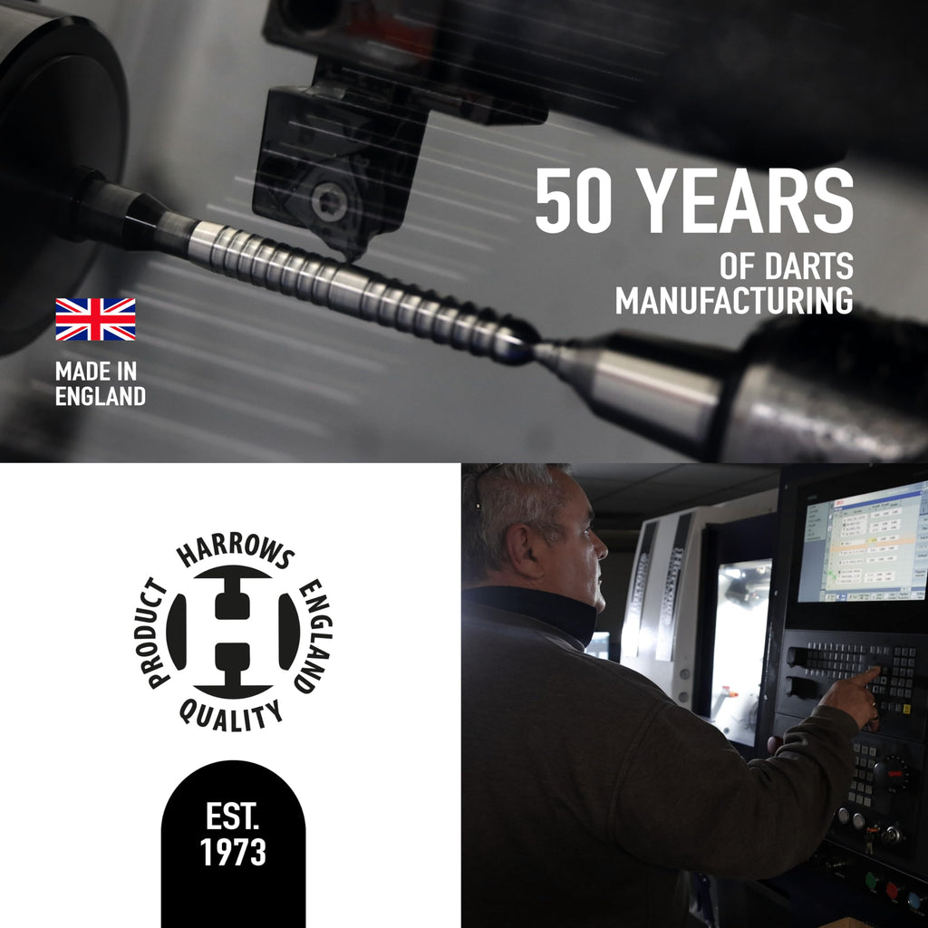 Harrows Ice Recut 90% Tungsten Steel Tip Darts Set 21g, 22g, 23g & 24g - Includes Silver Supergrip Carbon Midi Shafts & New 100 Micron ICE Flights