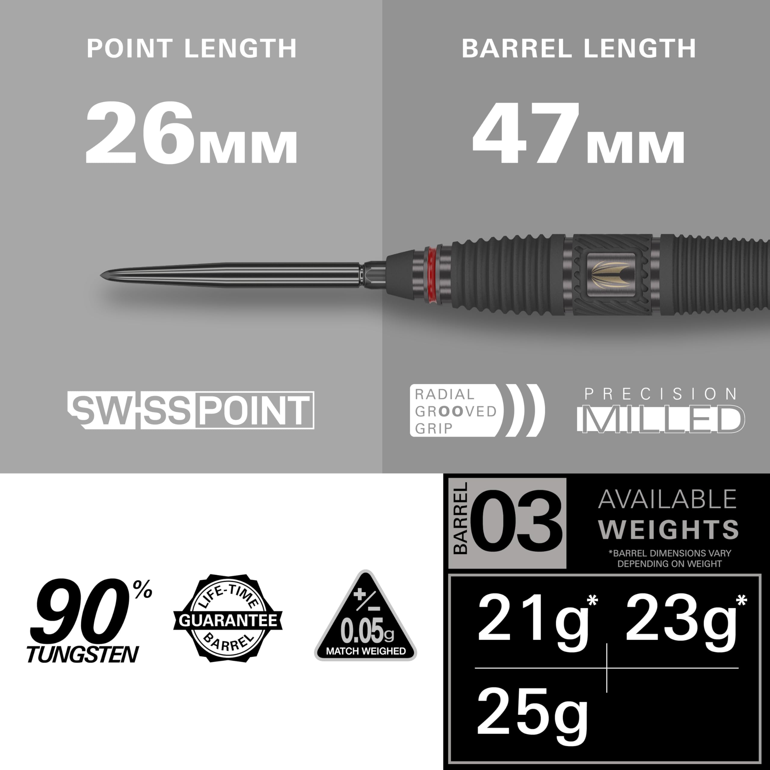 TARGET Darts Scope Steel Tip Swiss Point Darts, 90% Tungsten Dart Set, Barrel 03-25G | Steel Tip Dart Sets, Red & Black Darts, Professional Dart Set