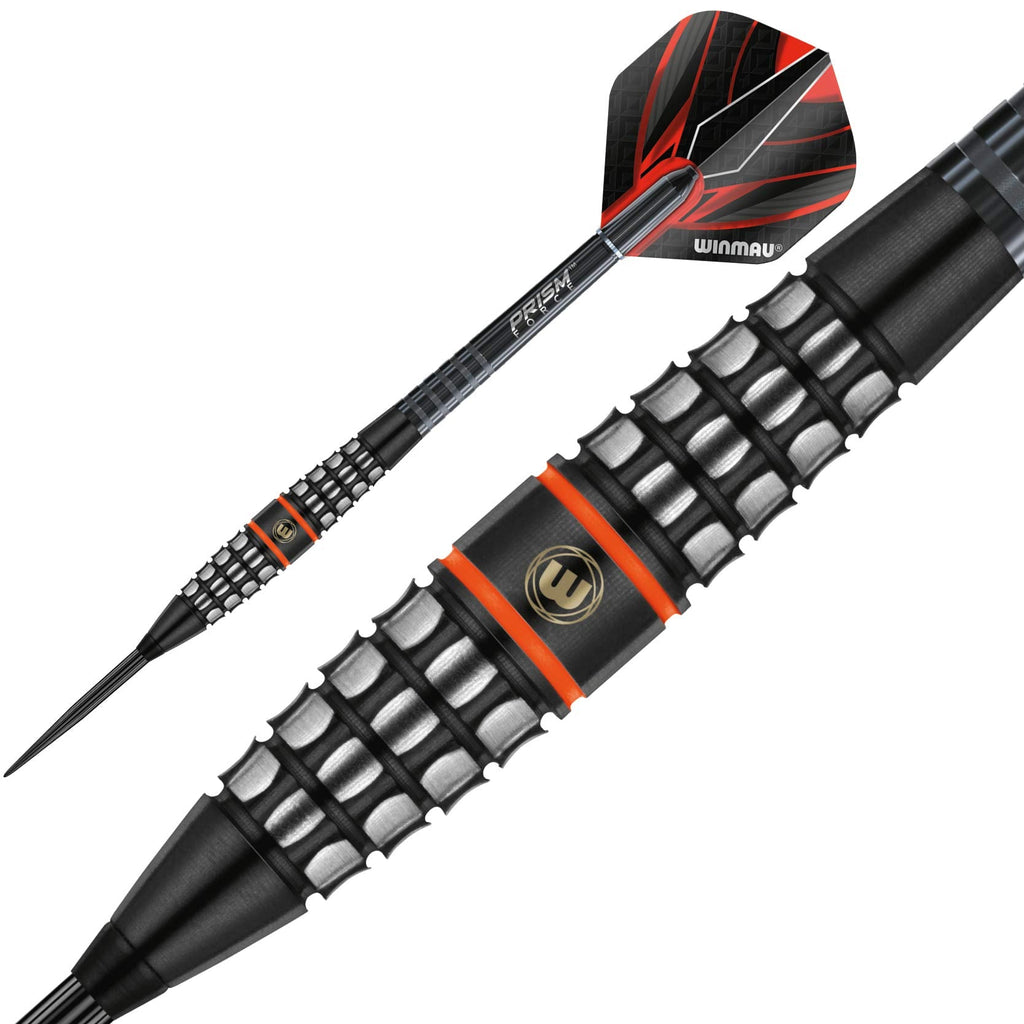 WINMAU Sicario Tungsten Steeltip Darts Set 23g with Prism Flights and Shafts (Stems)