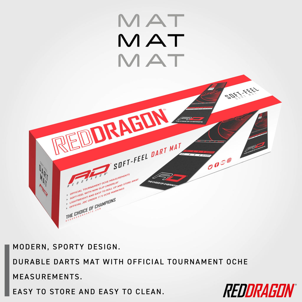 Red Dragon Darts Mat ? Soft Feel Dart Mat with Oche Line - Official Tournament Measurements - Professional Darts Accessories