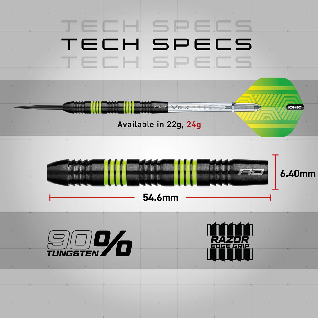 RED DRAGON Freestyle 24g Tungsten Darts Set with Flights and Stems