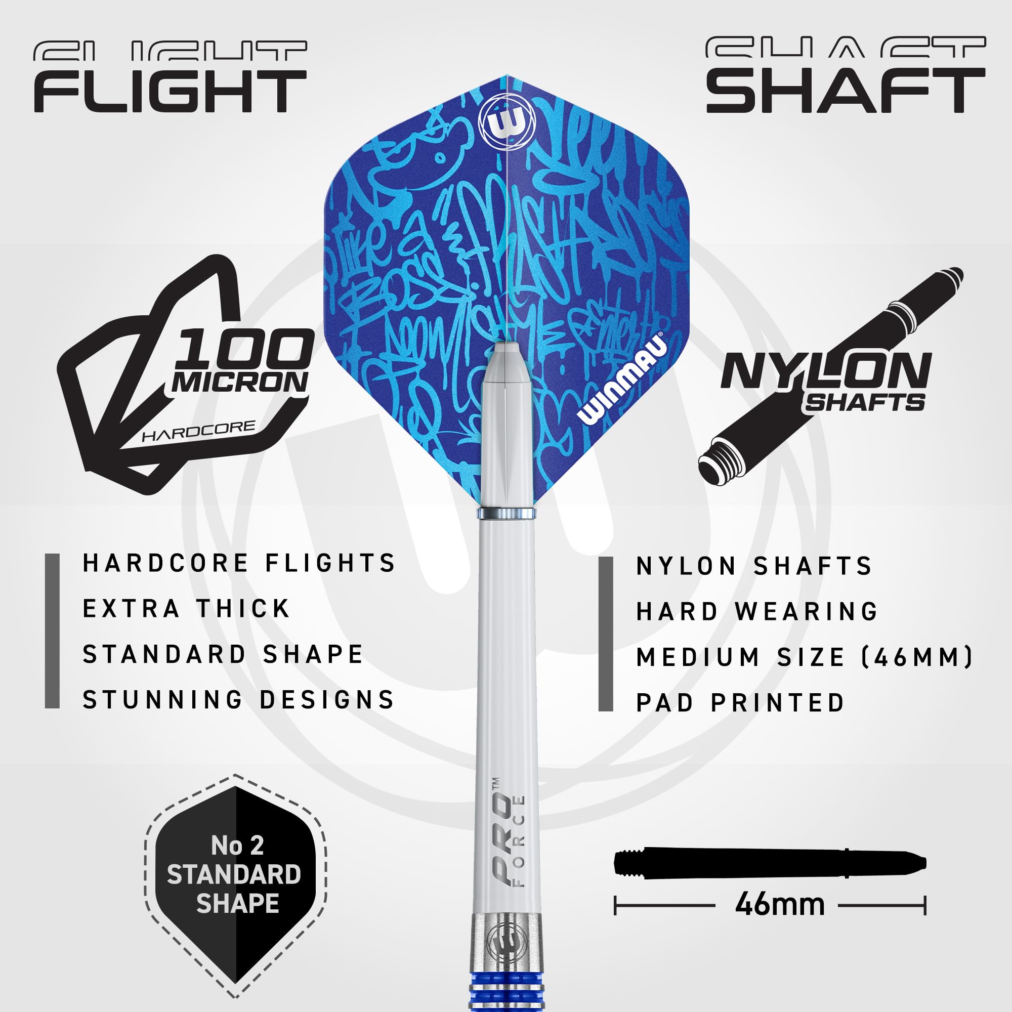 WINMAU Advance 500 Series Tungsten Blue 22 Gram Steeltip Darts Set with Flights and Shafts (Stems)