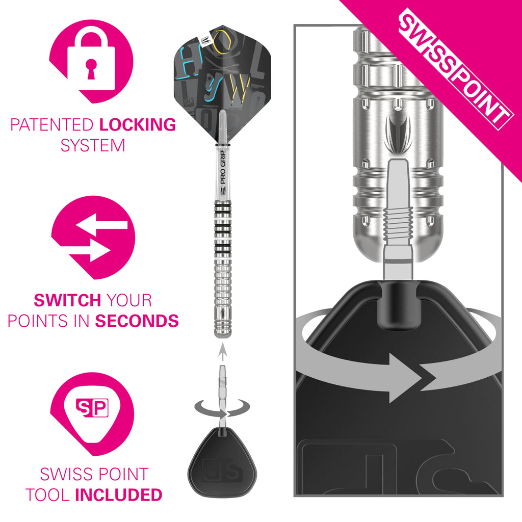 TARGET Darts Chris Dobey G1 22G 90% Tungsten Swiss Point Steel Tip Darts Set