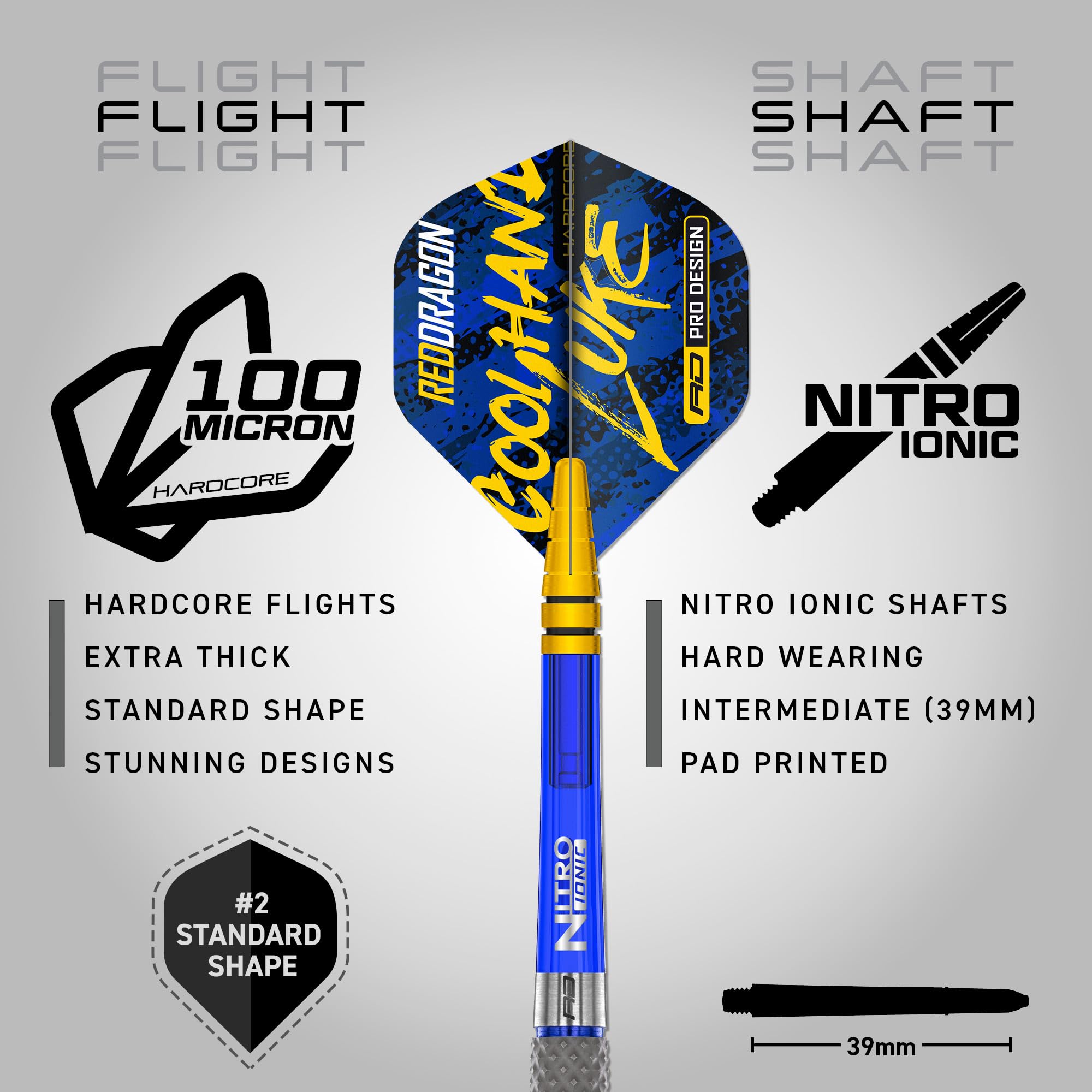 RED DRAGON Luke Humphries TX2 Atomised 24 Gram Premium Tungsten Darts Set with Flights and Stems