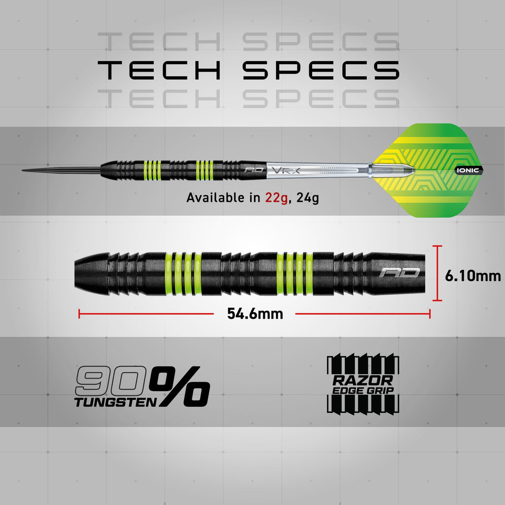 RED DRAGON Freestyle 22g Tungsten Darts Set with Flights and Stems