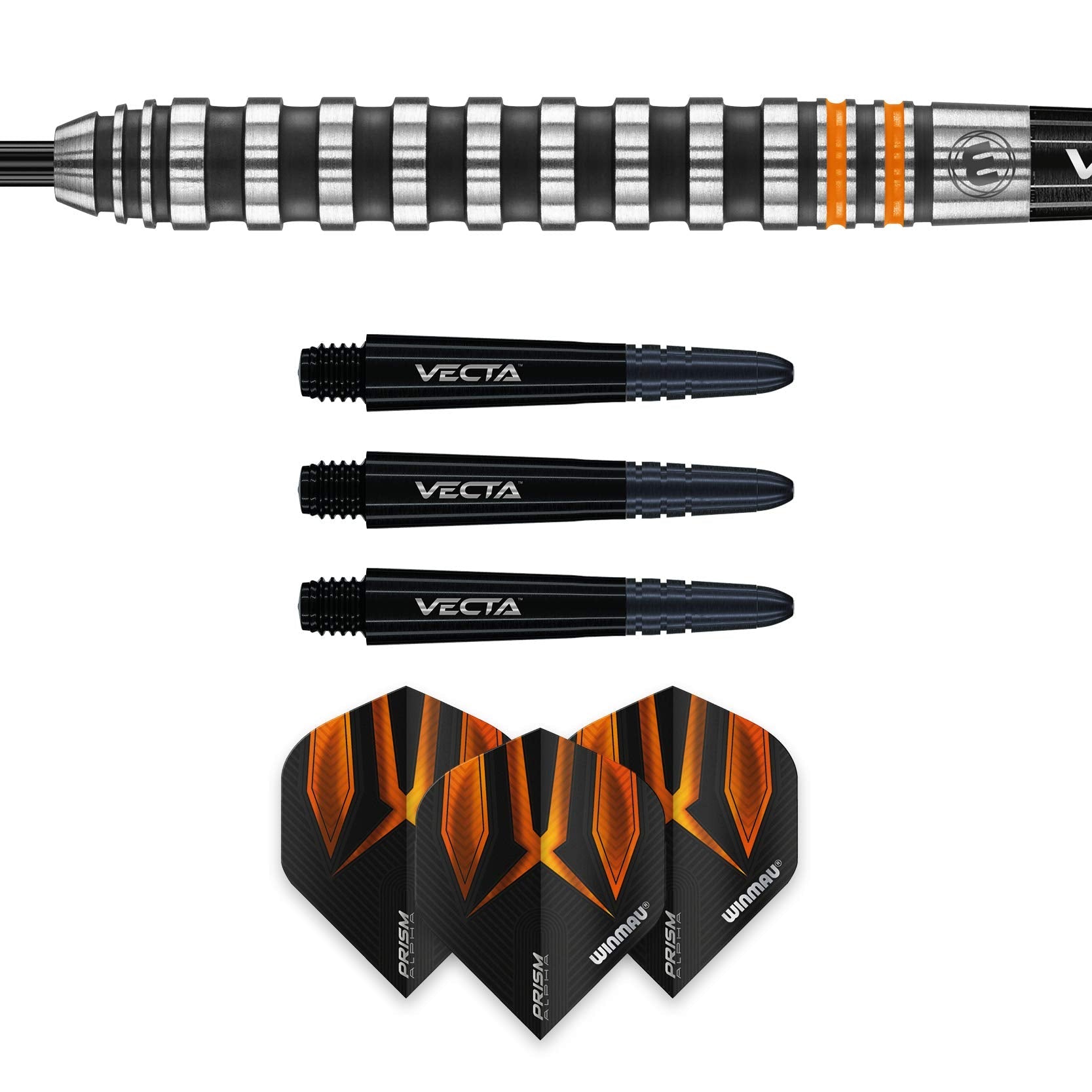 WINMAU Darts Fury 24g Tungsten Darts Set with Prism Flights & Vecta Shafts - Professional High-Performance Precision, Accuracy, Durability & Control