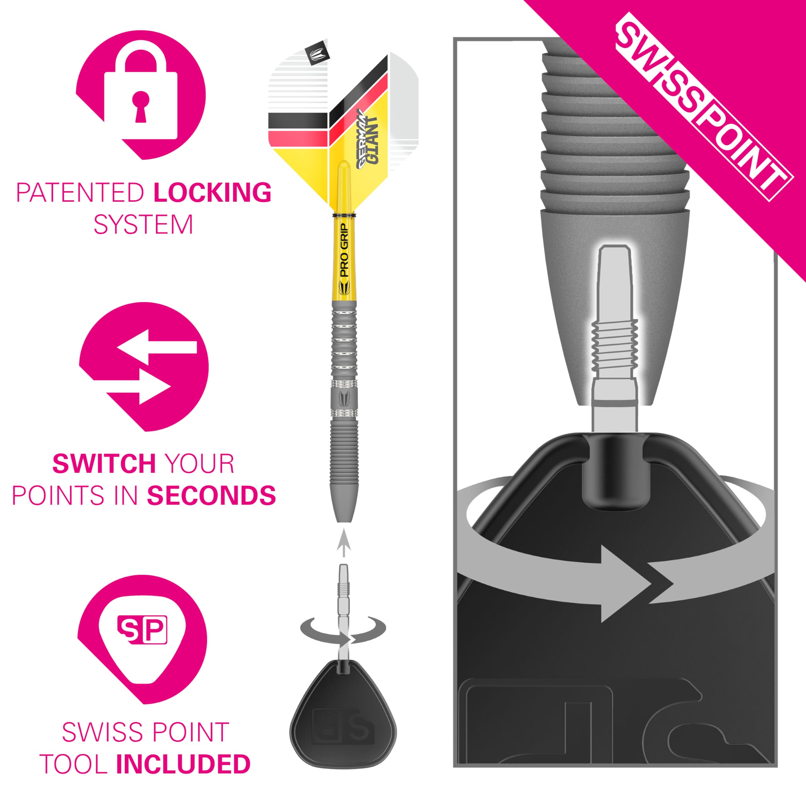 TARGET Darts Gabriel Clemens Gen 2 21G 90% Tungsten Swiss Point Steel Tip Darts Set