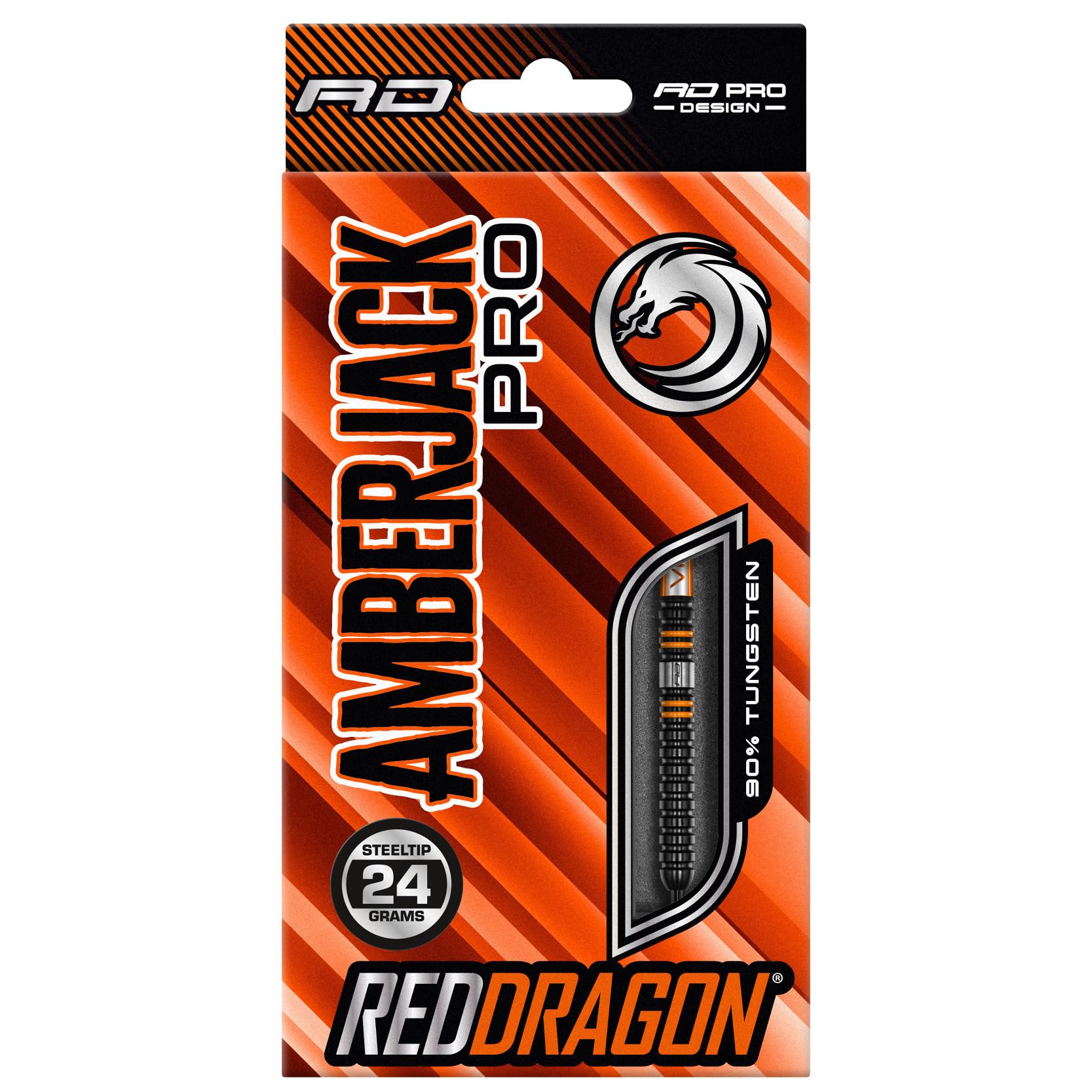 RED DRAGON Amberjack Pro 1 24 Gram Premium Tungsten Darts Set with Flights and Stems