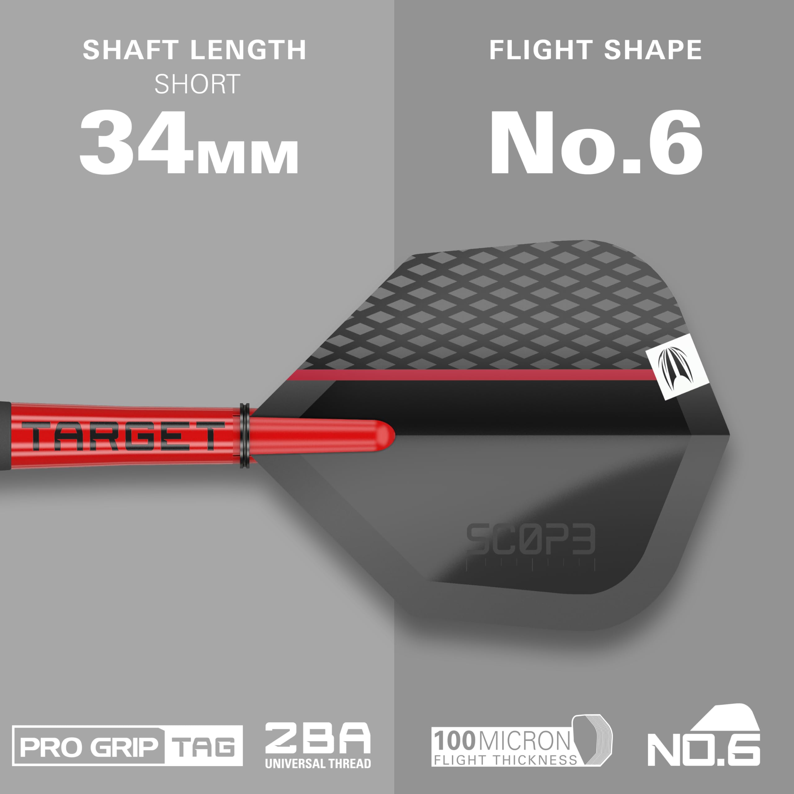 TARGET Darts Scope Steel Tip Swiss Point Darts, 90% Tungsten Dart Set, Barrel 02-23G | Steel Tip Dart Sets, Red & Black Darts, Professional Dart Set