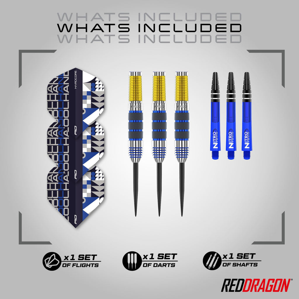 RED DRAGON Luke Humphries 21 Gram Professional Tungsten Darts Set with Flights and Stems