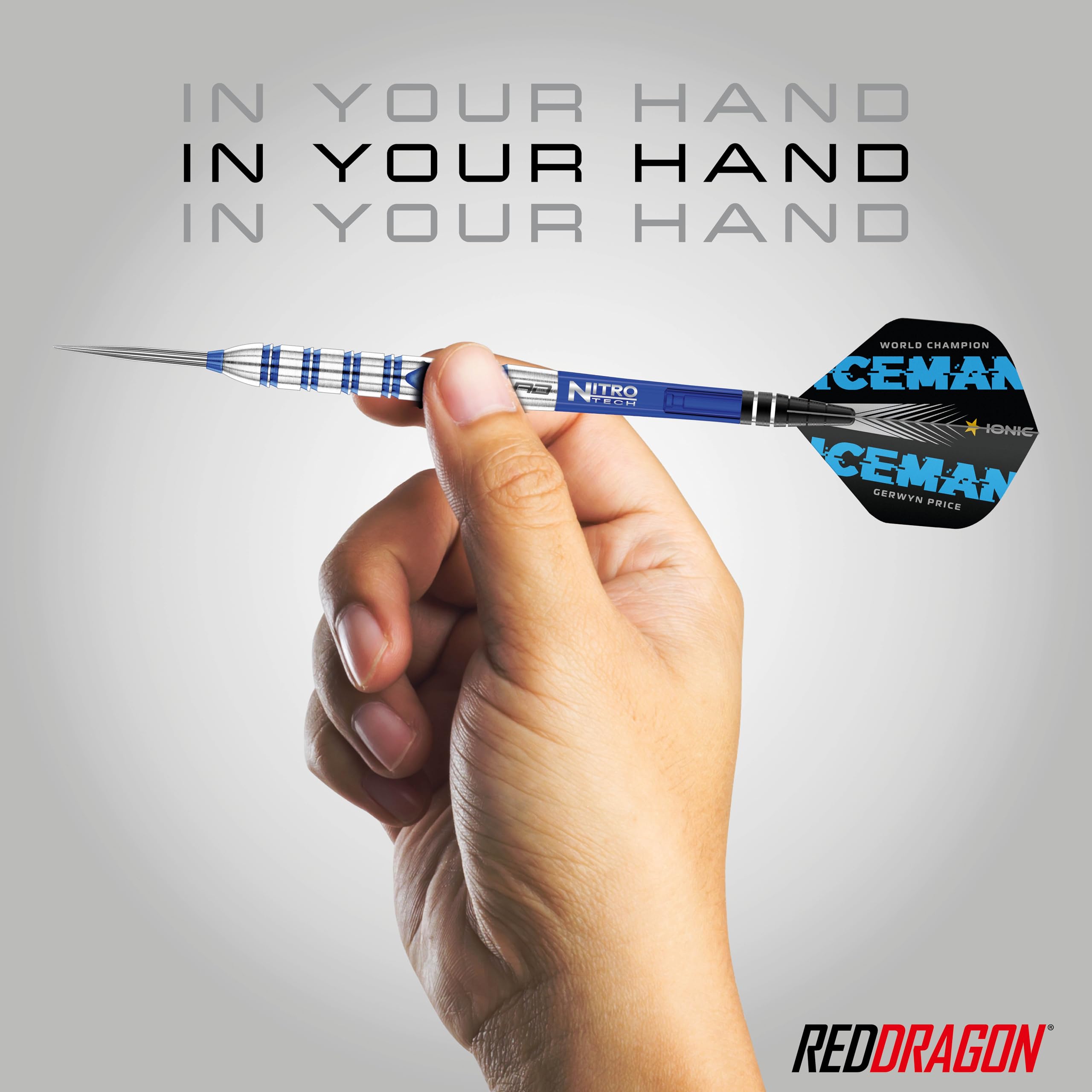RED DRAGON Gerwyn Price Iceman Originals 24 Gram - Tungsten Steel Darts Set with Flights and Stems