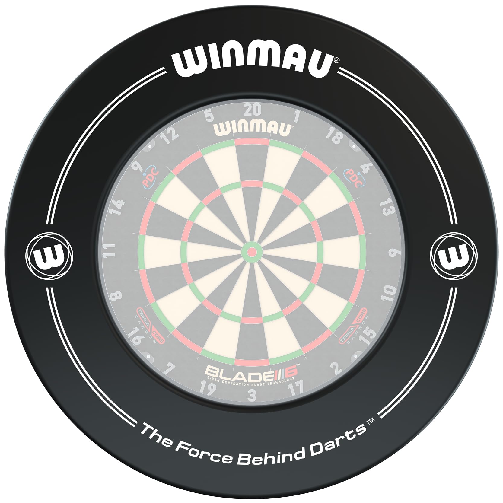 WINMAU Black Printed Dart Board Surround Ring ? Durable Wall Protector for Dartboards
