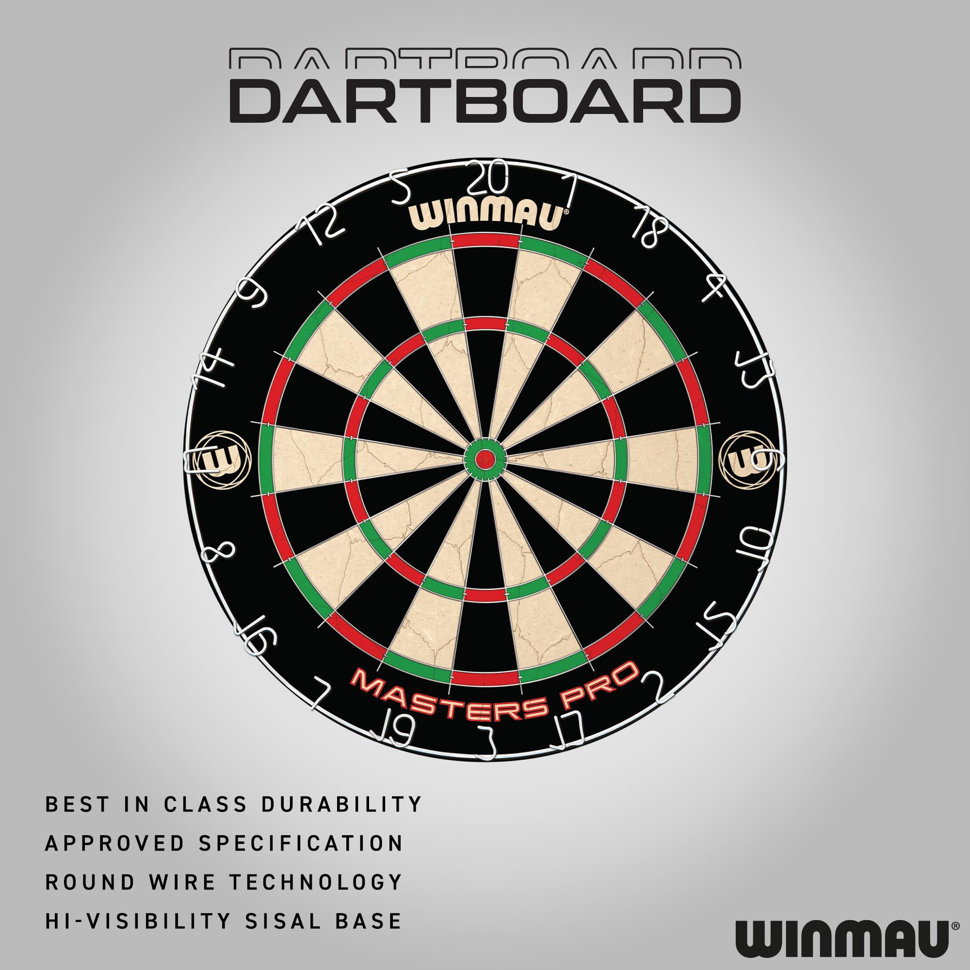 Winmau Darts - Masters Pro Premium Bristle Dartboard Set - Includes Dart Board, Darts, Flights, Shafts and Oche Strip - Professional Steel Tip
