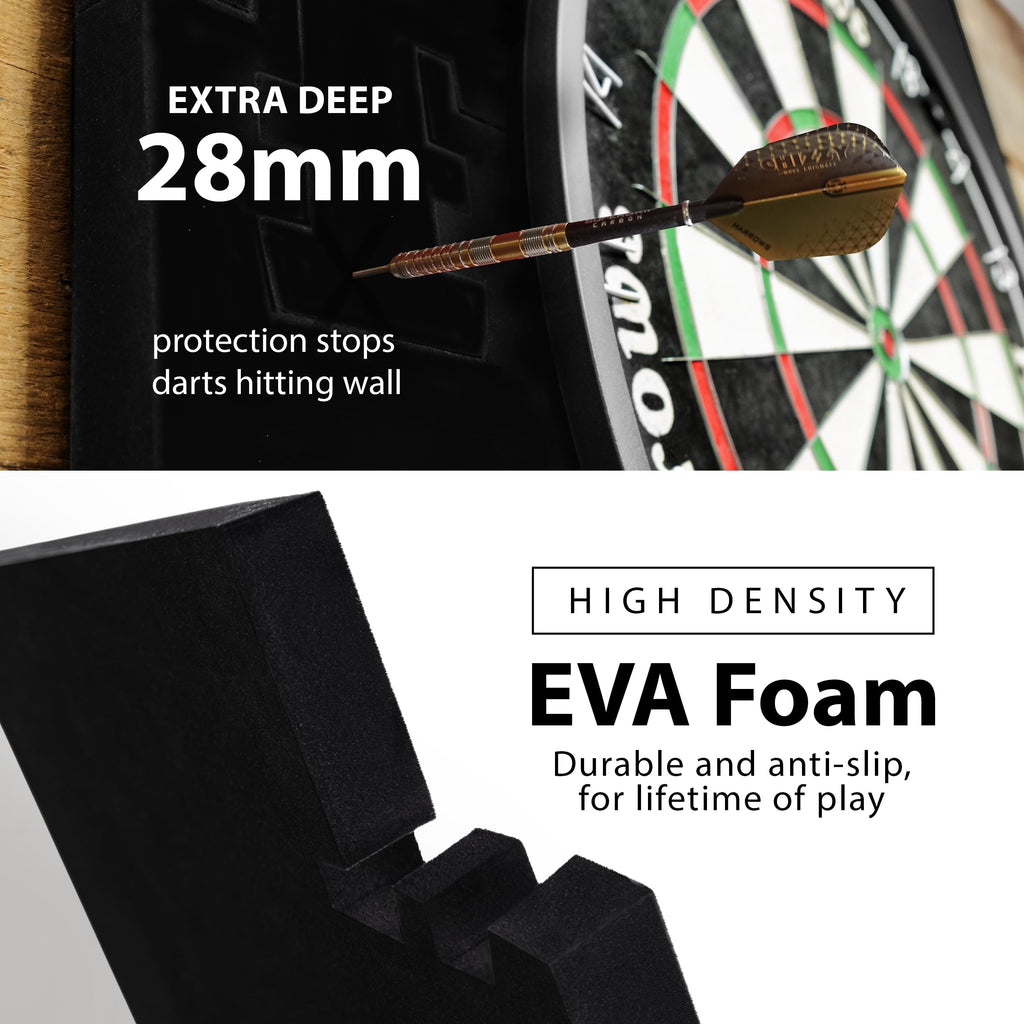 Harrows XL Dart Board Surround Ring - 6pcs Easy Assembly Wall Protector - 140% Larger - Double Sided for Long Life