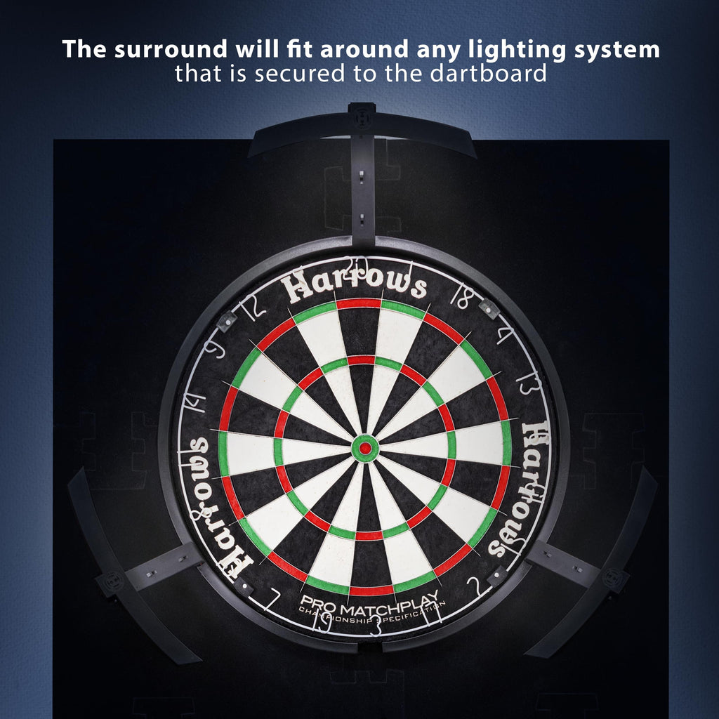 Harrows XL Dart Board Surround Ring - 6pcs Easy Assembly Wall Protector - 140% Larger - Double Sided for Long Life