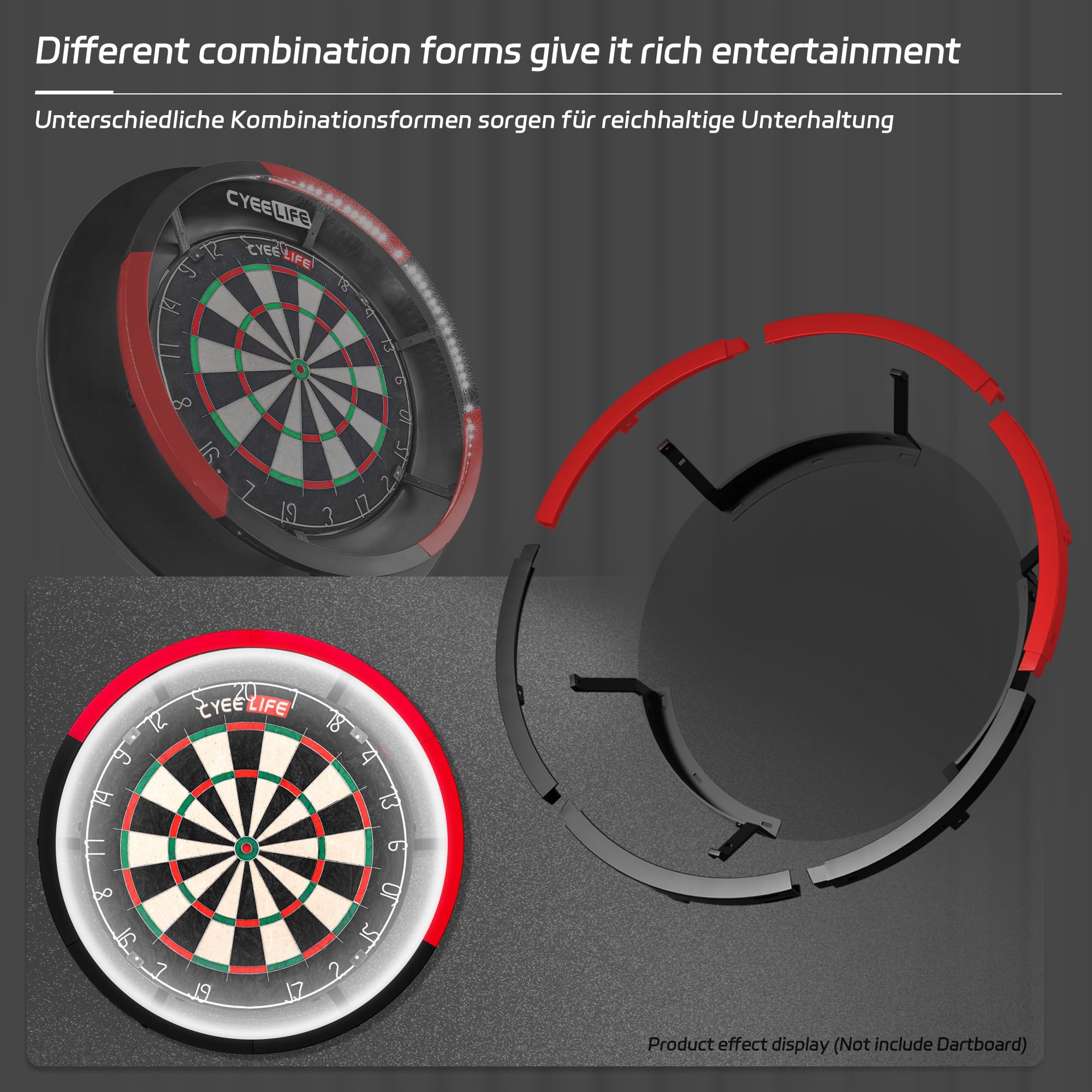 CyeeLife Dartboard Lighting System with 2 Colours For Steel Dartboard,360 Degrees 6 Parts Colorful Light