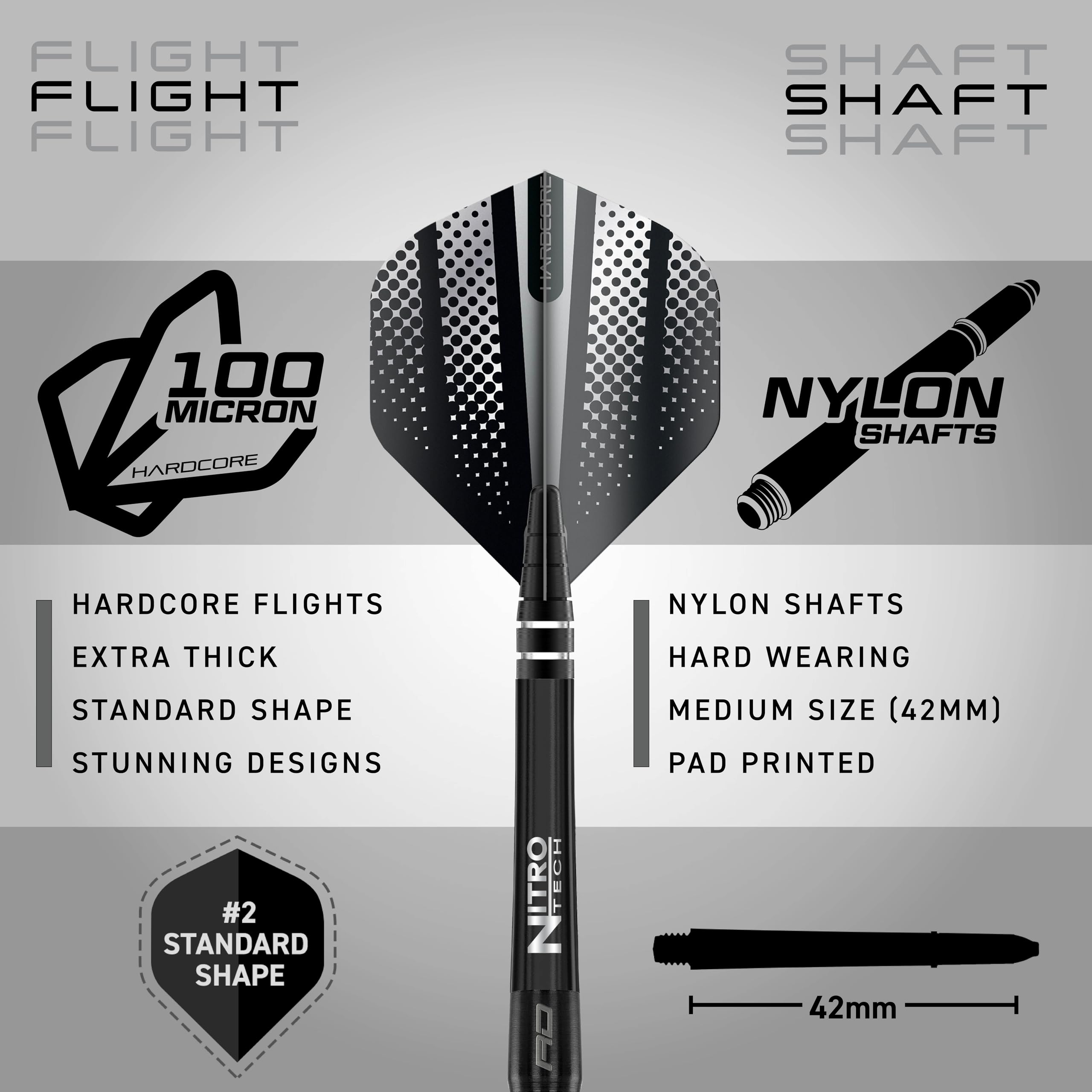 RED DRAGON Razor Edge Black 24g - Tungsten professional steel tip darts set with Dart Flights and Dart Shafts (stems)
