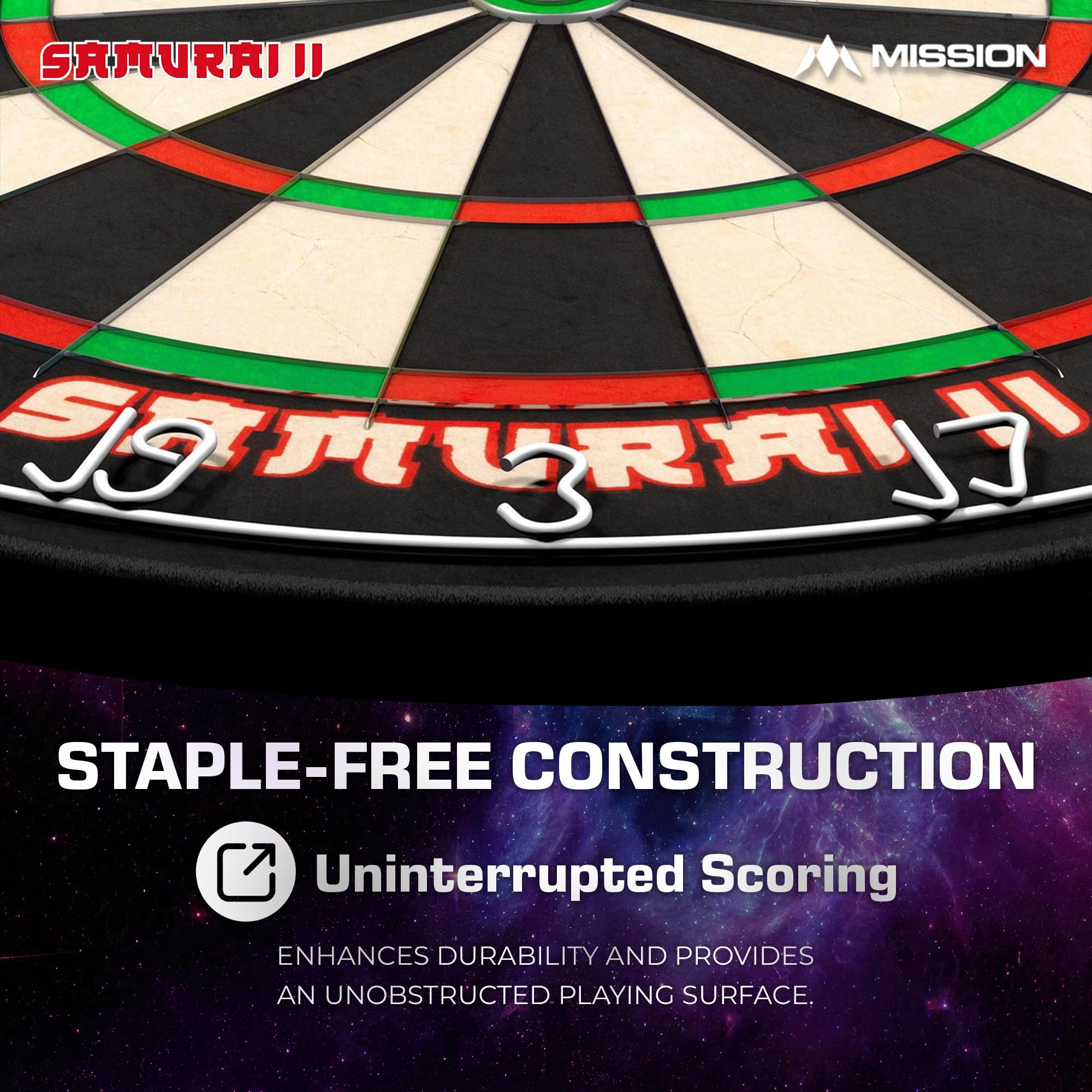 Mission Darts DB023 Samurai II | Professional Competition Standard Dartboard with Ultra Thin Wire Construction and Non Fade Colours