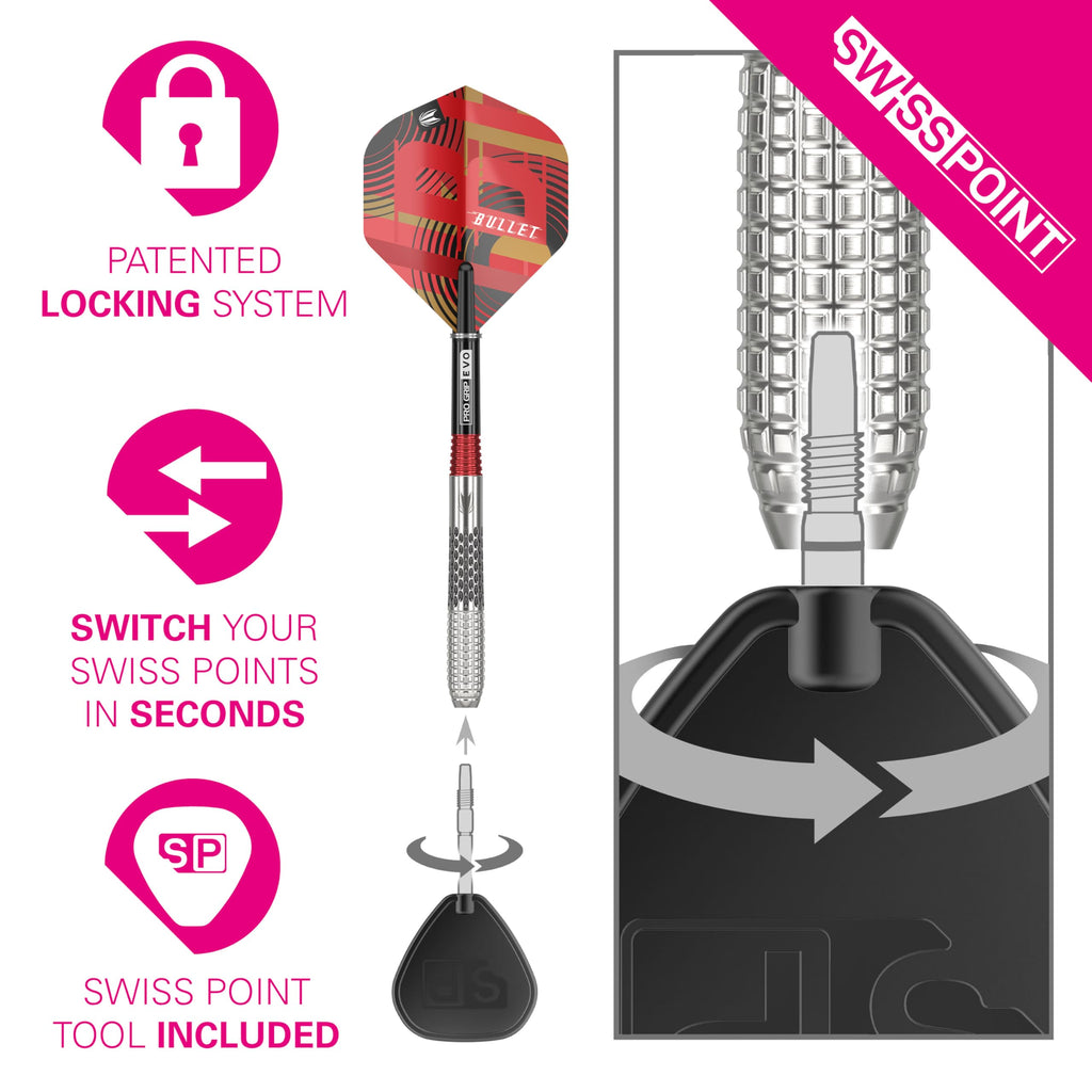 TARGET Darts Stephen Bunting G5 95% Tungsten Dart Set (22G), Steel Tip Swiss Point Darts | Generation 5 Player Edition Darts with Swiss Points,