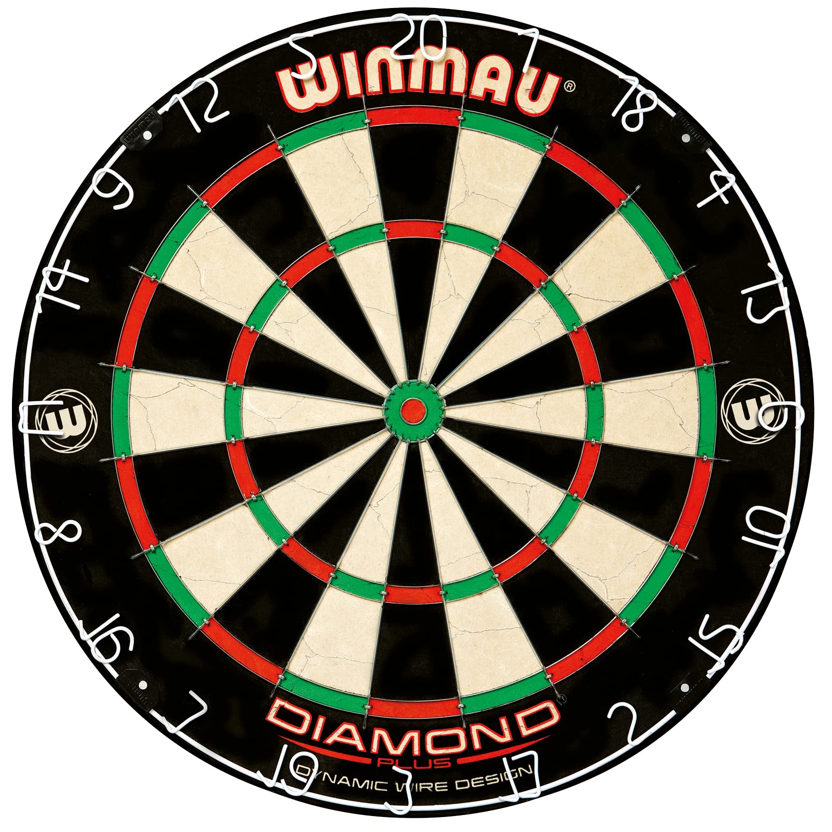 WINMAU Professional Dart Set includes Diamond Plus Bristle Dartboard - Black Cabinet - 2 Sets of Darts - Official Oche Line