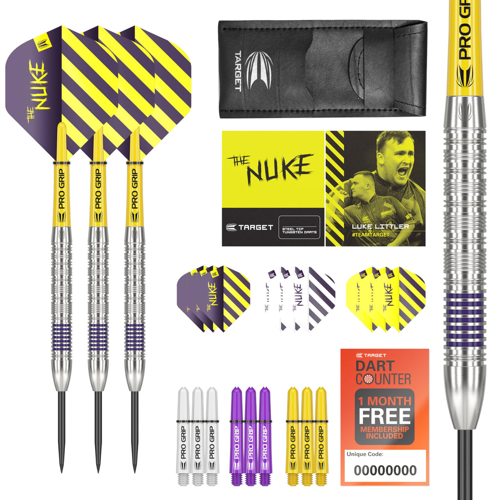 TARGET Darts Luke Littler 80% Tungsten Steel Tip Darts Set, 21G | Professional Dart Kit, Pro Grip Shafts, Pro Ultra Flights, Dart Wallet Included |