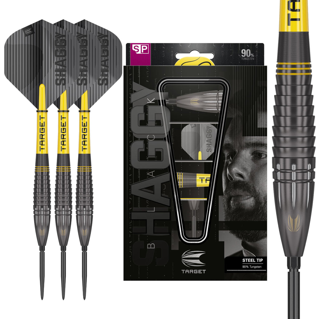 Target Darts Scott Williams Black Out 90% Tungsten Steel Tip Darts Set ? 25g Steel Tip Dart Set, Swiss Point Darts, SP Tool Included, Player Edition