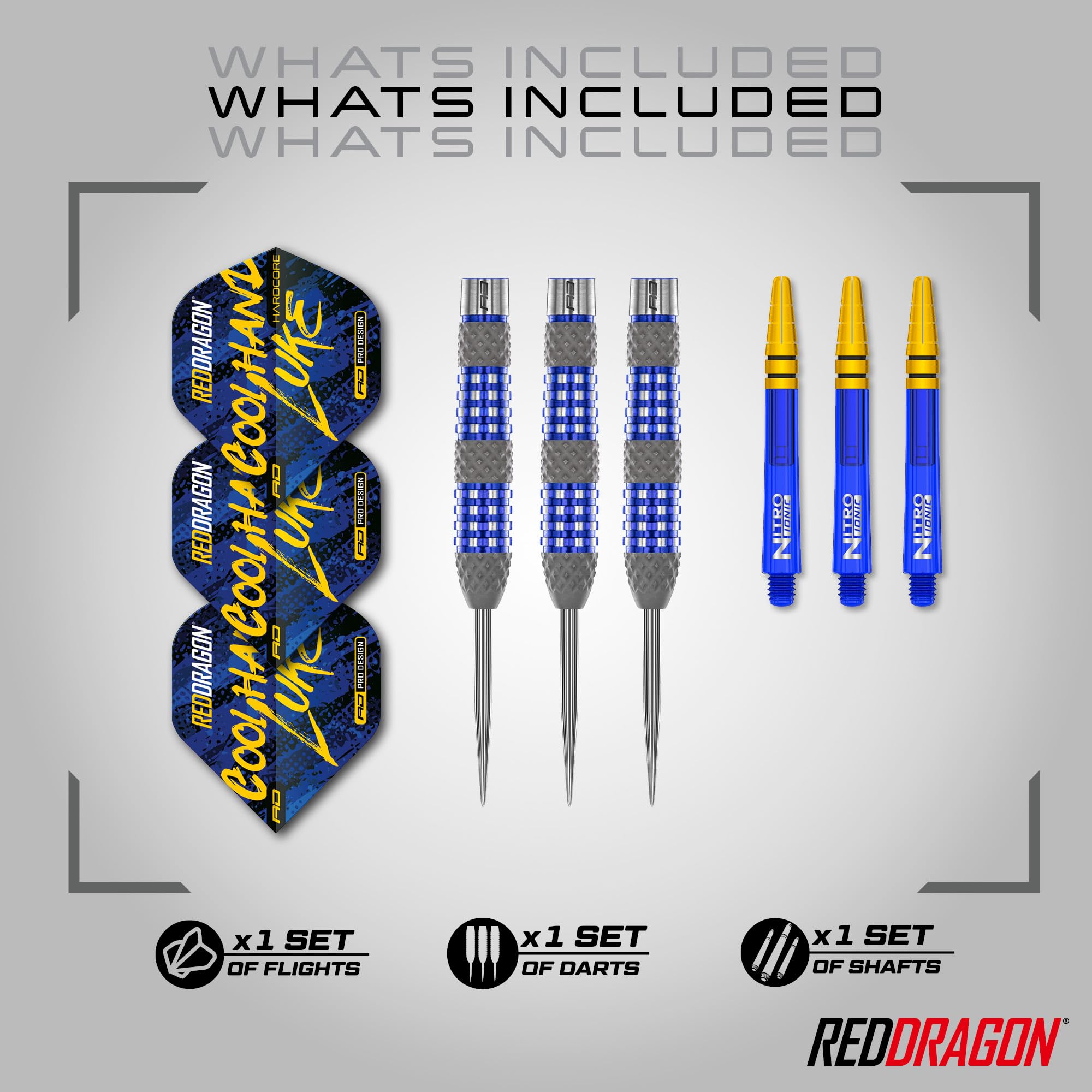 RED DRAGON Luke Humphries TX2 Atomised 24 Gram Premium Tungsten Darts Set with Flights and Stems