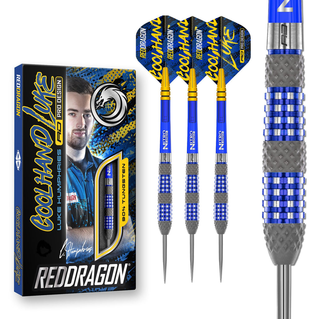 RED DRAGON Luke Humphries TX2 Atomised 24 Gram Premium Tungsten Darts Set with Flights and Stems