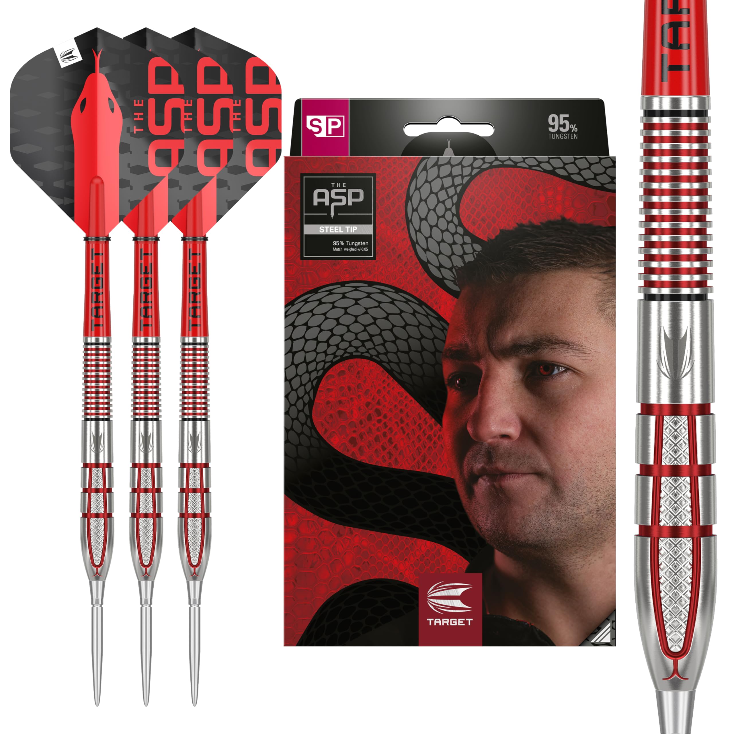 TARGET Darts Nathan Aspinall Gen 2 22G 95% Tungsten Swiss Point Steel Tip Darts Set