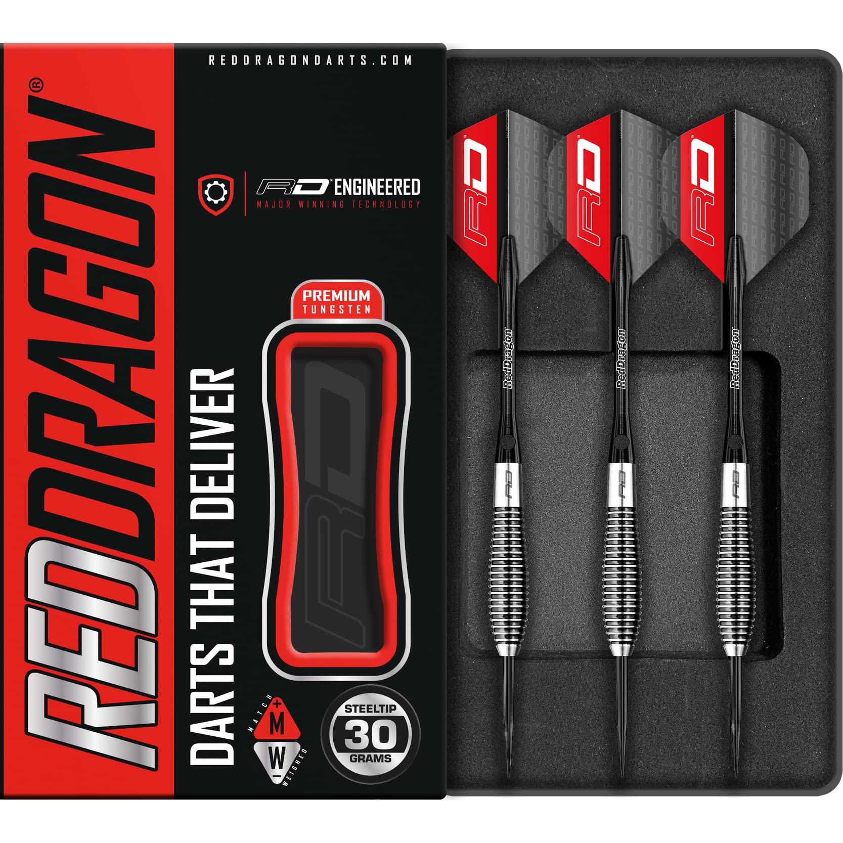 RED DRAGON Lethal Magic 30g Tungsten Darts Set with Flights and Stems