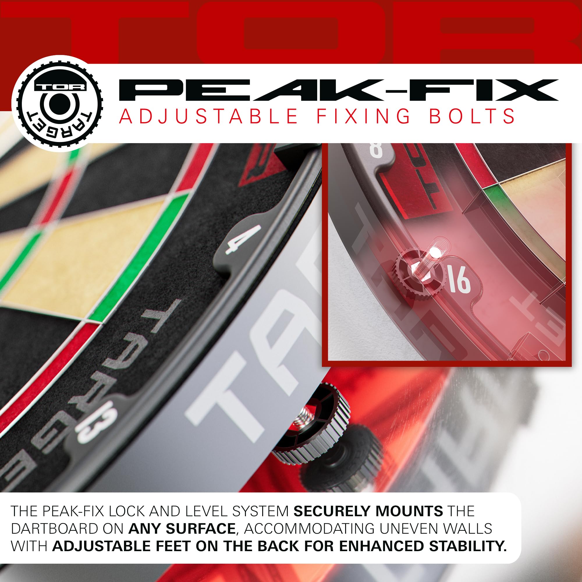 Target Darts TOR Dartboard, Steel Tip Dart Board | Competition Standard Steel Tip Dartboards with Fixing Kit, Modern Rotational Number Ring, Premium