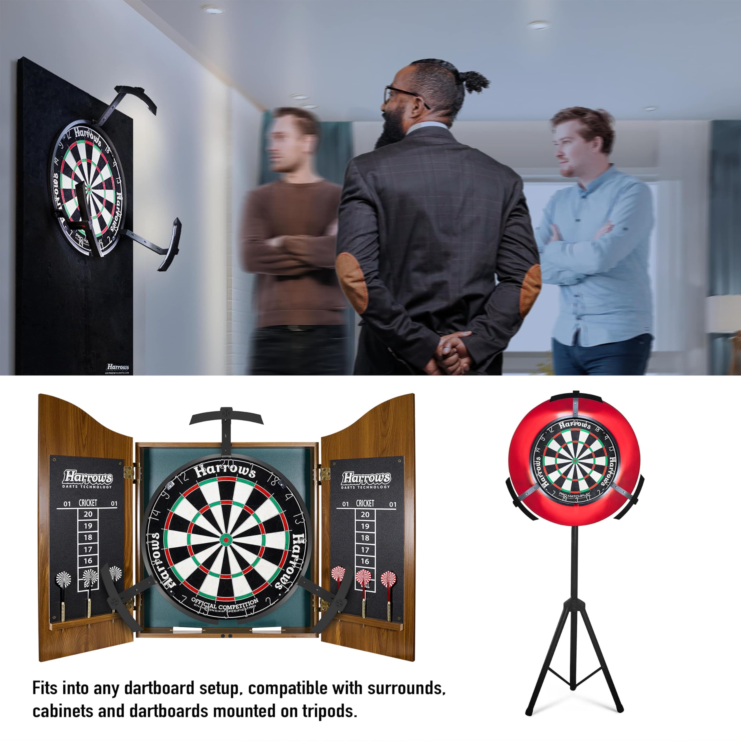 Harrows Trilight Dartboard Light I Sport Engineered LED Dart Board Lighting I Fits All Standard Board I No Shadow Powerful Illumination I Dartboard