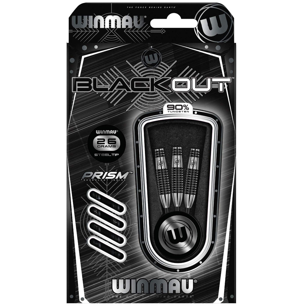 WINMAU Blackout 26 Gram Tungsten Darts Set with Flights and Shafts (Stems)