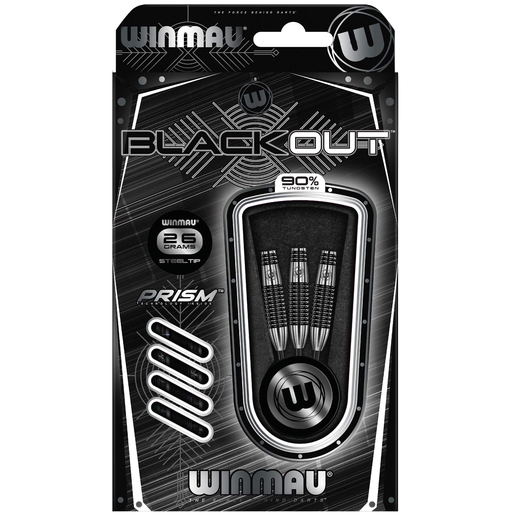 WINMAU Blackout 26 Gram Tungsten Darts Set with Flights and Shafts (Stems)