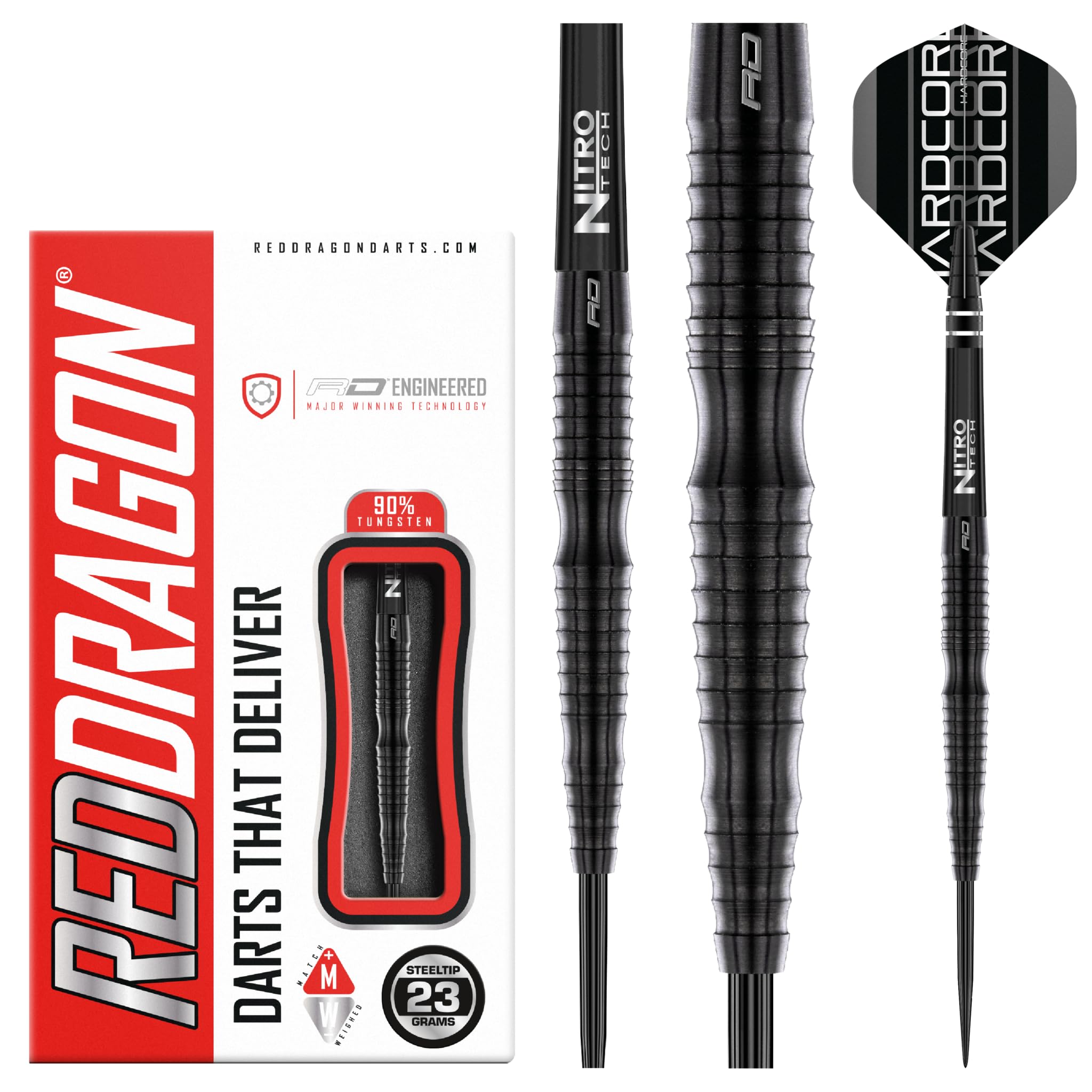 RED DRAGON Razor Edge Extreme 23 Gram Professional Tungsten Darts Set with Flights and Stems