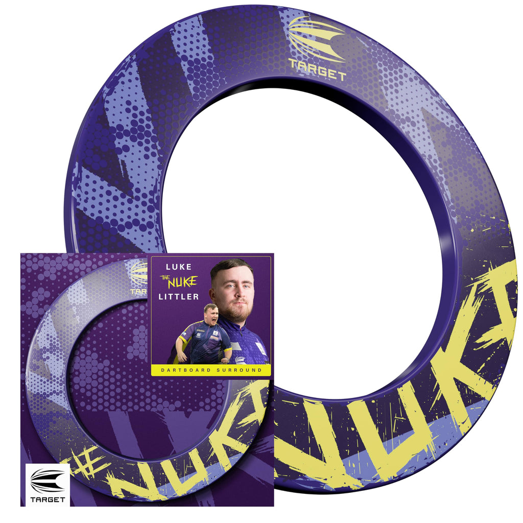 Target Darts Luke Littler Dartboard Surround | The Nuke Dart Board Protector Ring, Compatible with all Steel Tip Dartboards, Purple & Yellow Dart
