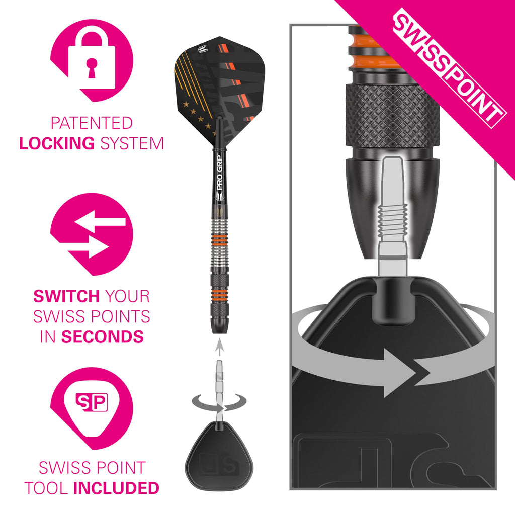 TARGET Darts Raymond Van Barneveld RVB 80 Black G2 21G 80% Tungsten Swiss Point Steel Tip Darts Set