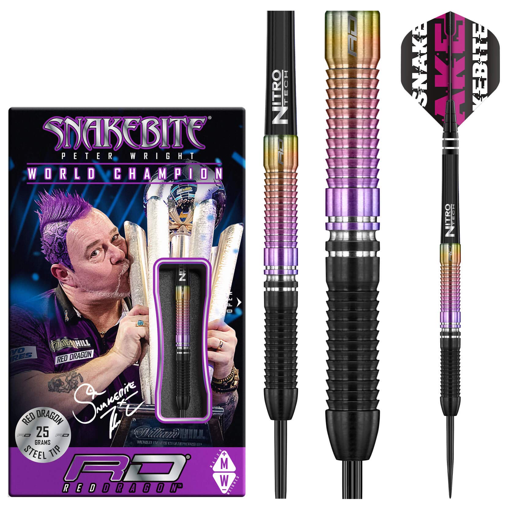 RED DRAGON Snakebite World Champion 2020 Edition: 25g Tungsten Darts with Flights and Shafts