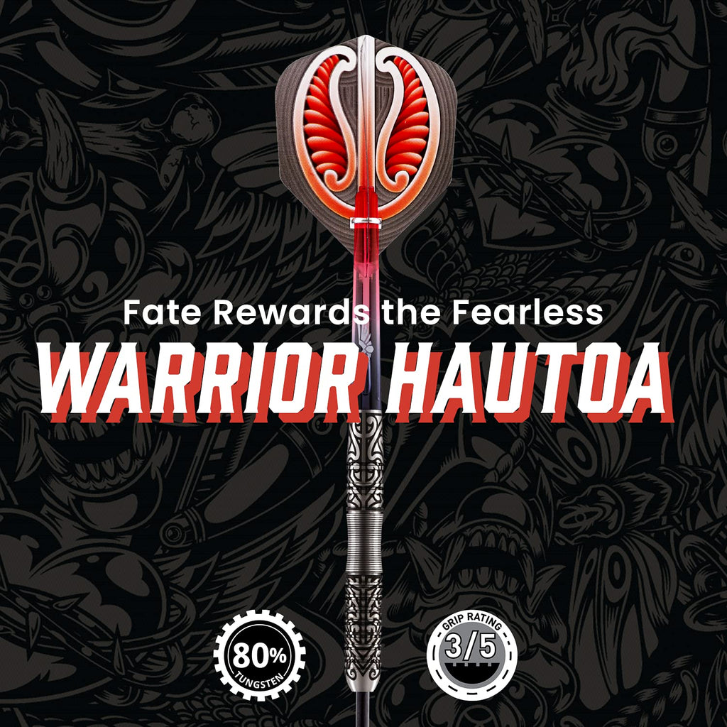Shot! Darts Warrior Hautoa Steel Tip Dart Set Centre Weighted 80% Tungsten Barrels 26gm